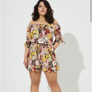 Nwt Torrid Stretch Challis Off the Shoulder Floral Romper
